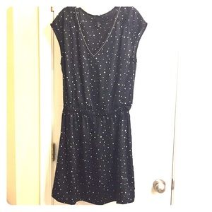 Little black dress with beaded V-neck